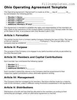 Official Operating Agreement Template for the State of Ohio