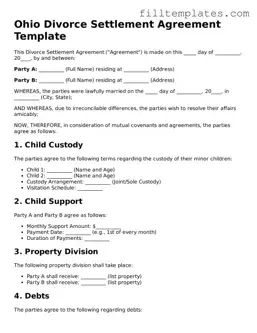 Official Divorce Settlement Agreement Template for the State of Ohio