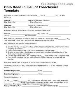 Official Deed in Lieu of Foreclosure Template for the State of Ohio