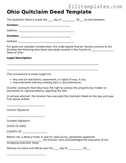 Official Quitclaim Deed Template for the State of Ohio