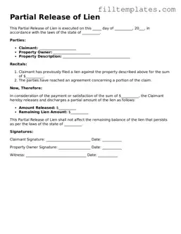 Free Partial Release of Lien Template