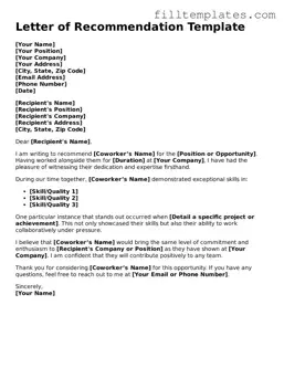 Free Letter of Recommendation for Coworker Template