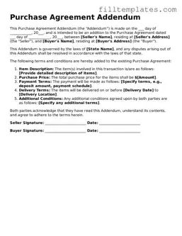 Free Purchase Agreement Addendum Template