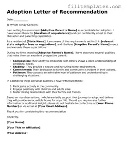 Free Adoption Letter of Recommendation Template