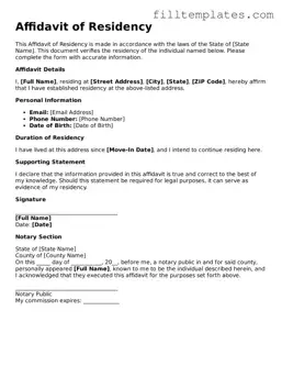 Free Affidavit of Residency Template