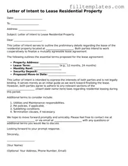 Free Letter of Intent to Lease Residential Property Template