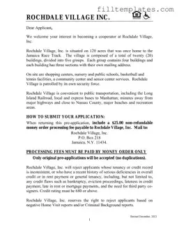 Download Rochdale village application Template