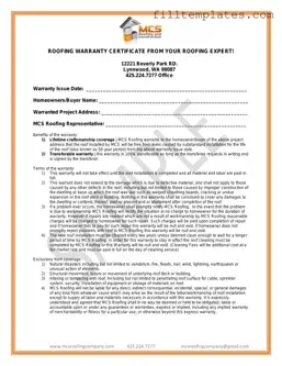 Download Roofing Warranty Certificate Template