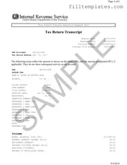 Download Sample Tax Return Transcript Template