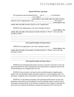 Download Shared Well Agreement Template