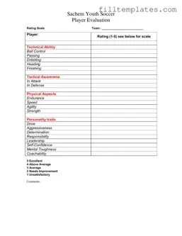 Download Soccer Player Evaluation Template