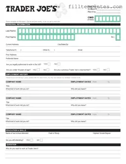 Download Trader Joe's application Template