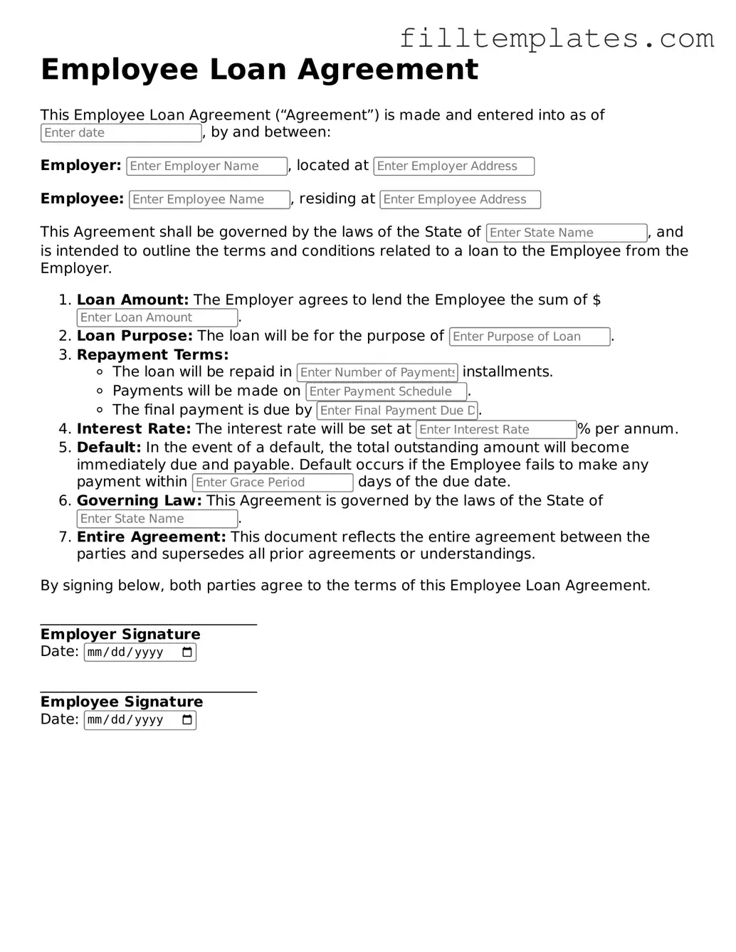 Free Employee Loan Agreement Template