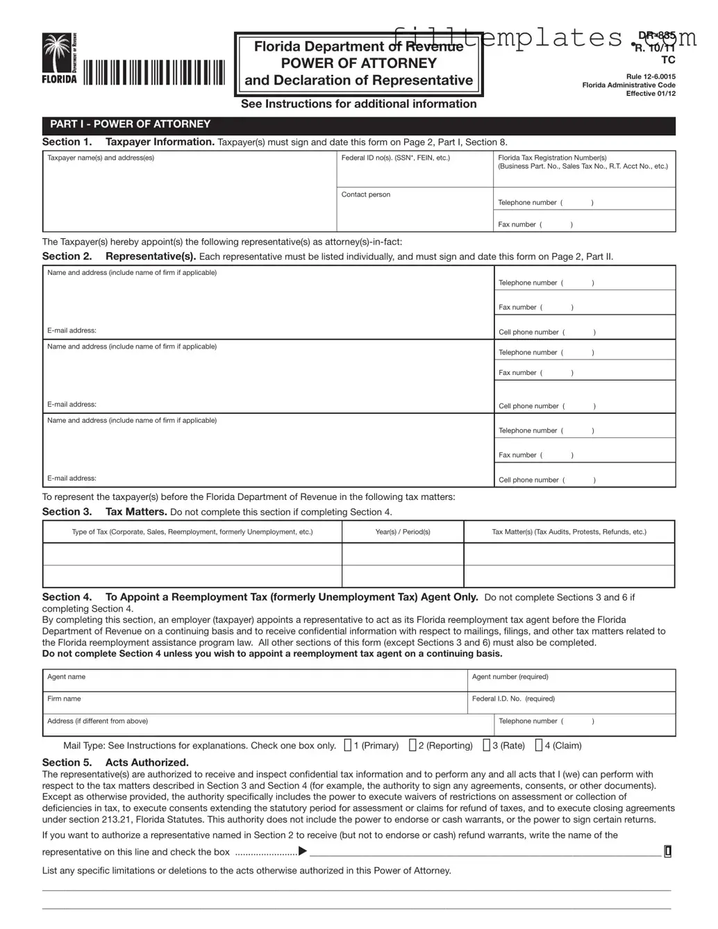 Download Tax POA dr 835 Template