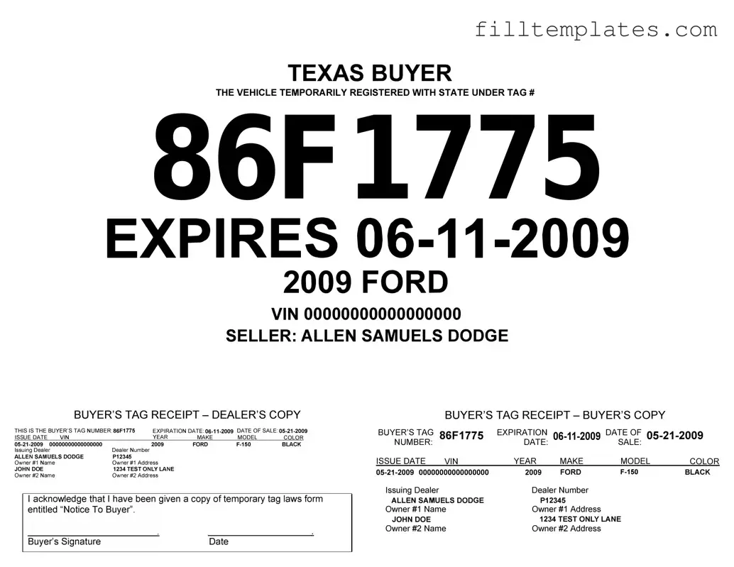 Download Texas Temporary Tag Template
