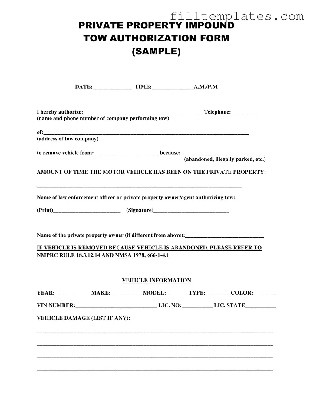 Download Tow Authorization Template