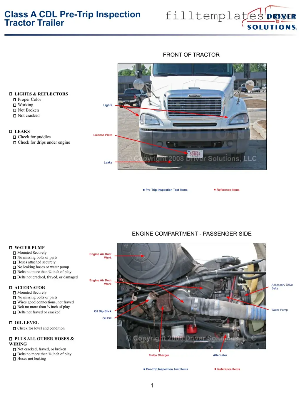 Download Pre Trip Inspection Checklist Template