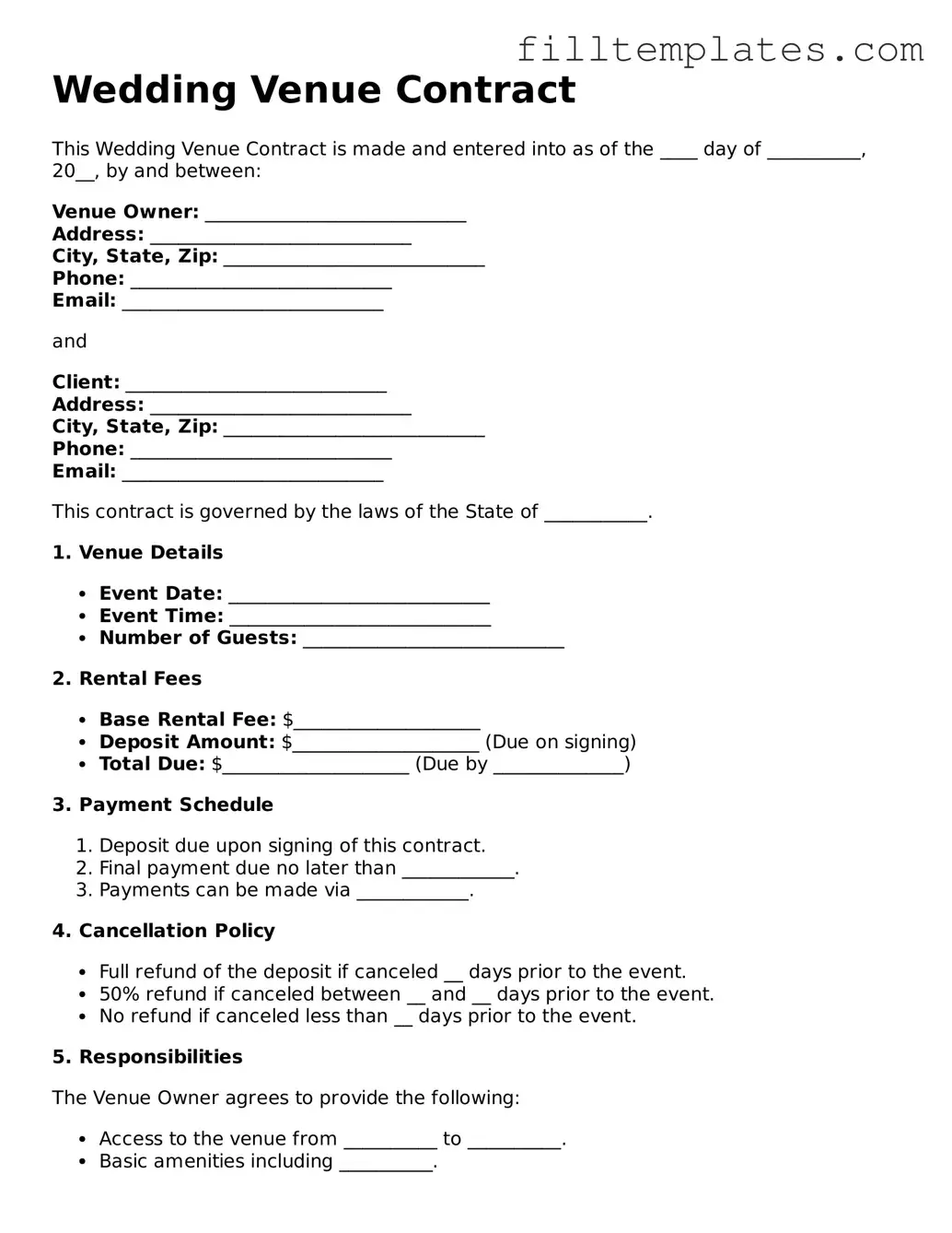 Free Wedding Venue Contract Template