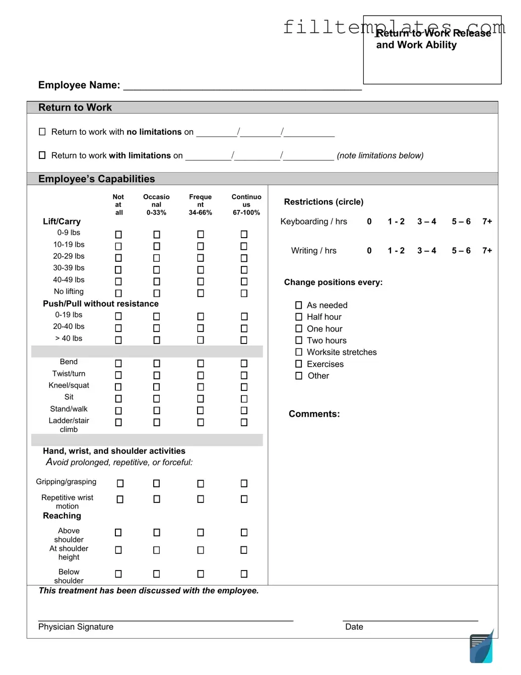 Download Work Release Template