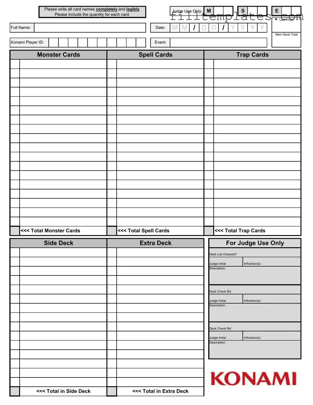 Download Konami Decklist Template
